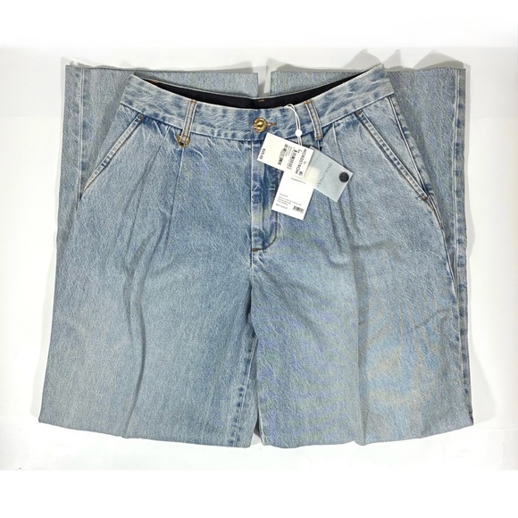 Zimmermann Pleated Wide Leg Jeans Sea Foam Blue AU 2 4 US 8 12 NWT Denim - Picture 5 of 17